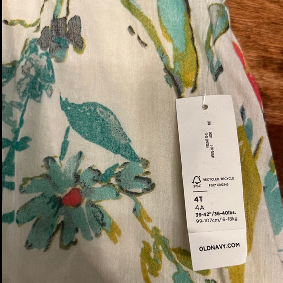 NWT Old Navy Boho 4t dress “Floral Watercolors” size - Picture 7 of 8